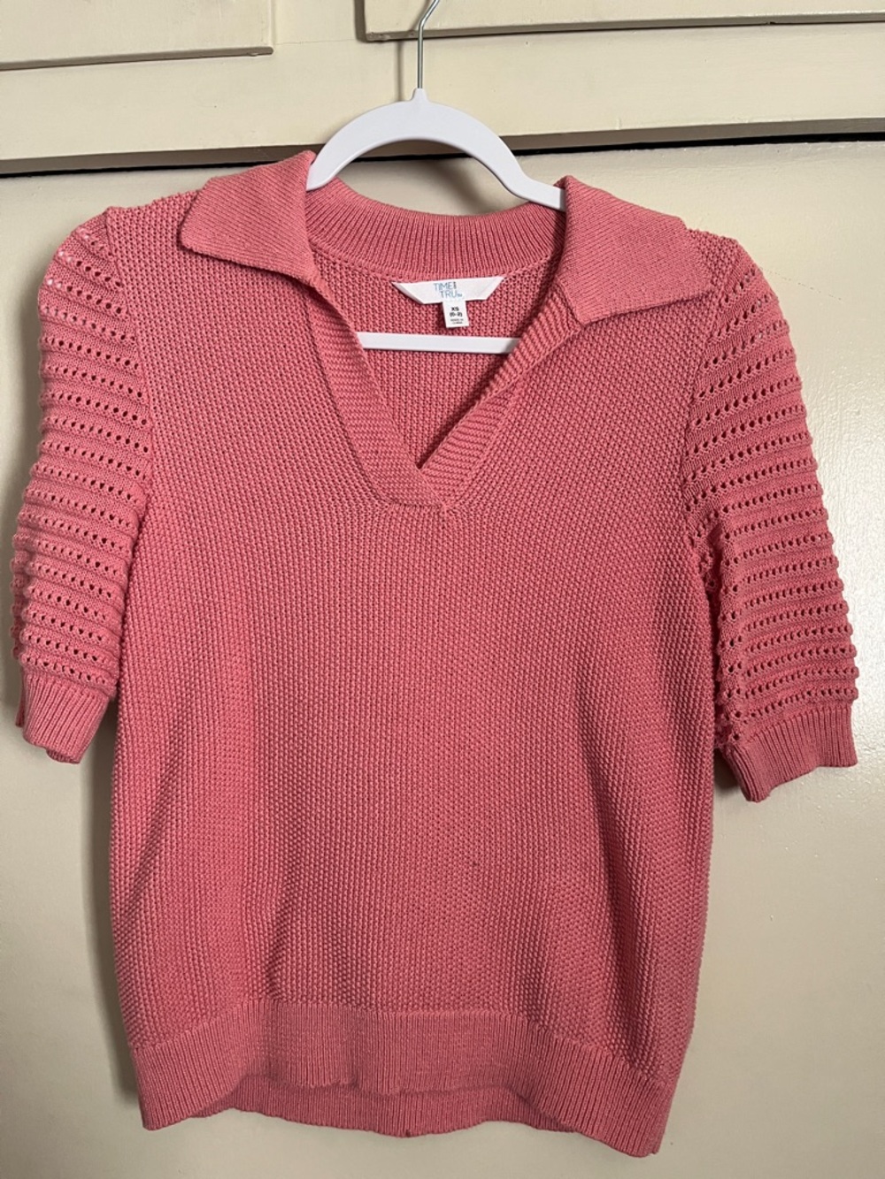 Coral V-Neck Polo Knit Sweater